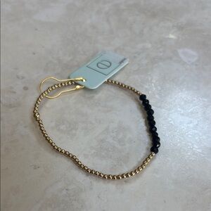 e newton Gold and Black Beaded Bracelet